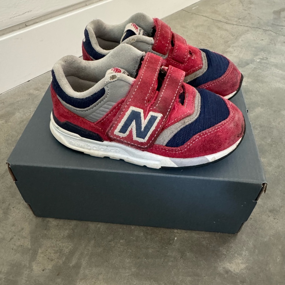 New Balance Red and Blue Sneakers with Velcro Straps